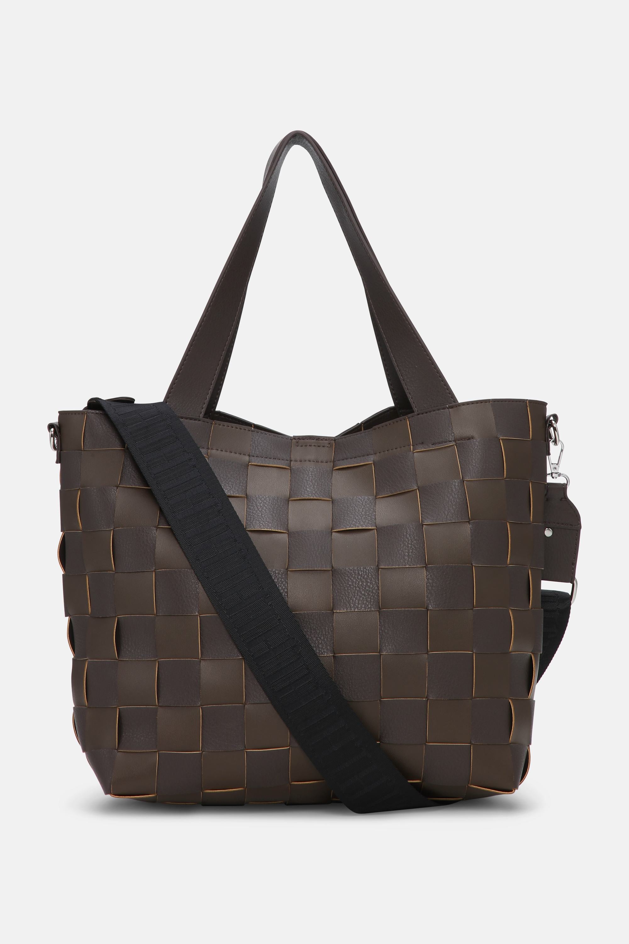 Braided Cross-Body Shopper - Chocolate Brown